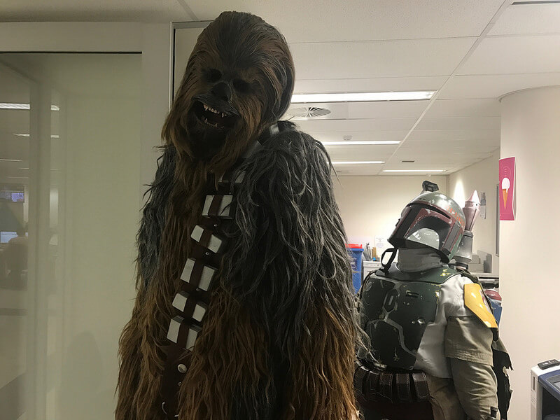 Chewbacca and Boba Fett visit Disney's media agency